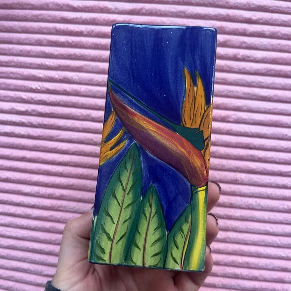 Birds of Paradise hand painted small vase